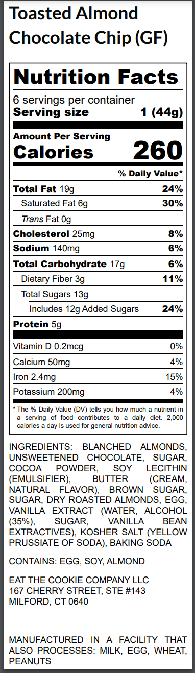 Gluten Free Friendly Toasted Almond Chocolate Chip